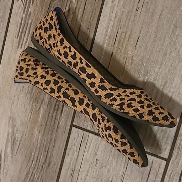 Rothy's Pointed Toe Retired Leopard Print Flats Washable Wmn 10 Authentic Casual - Picture 10 of 16